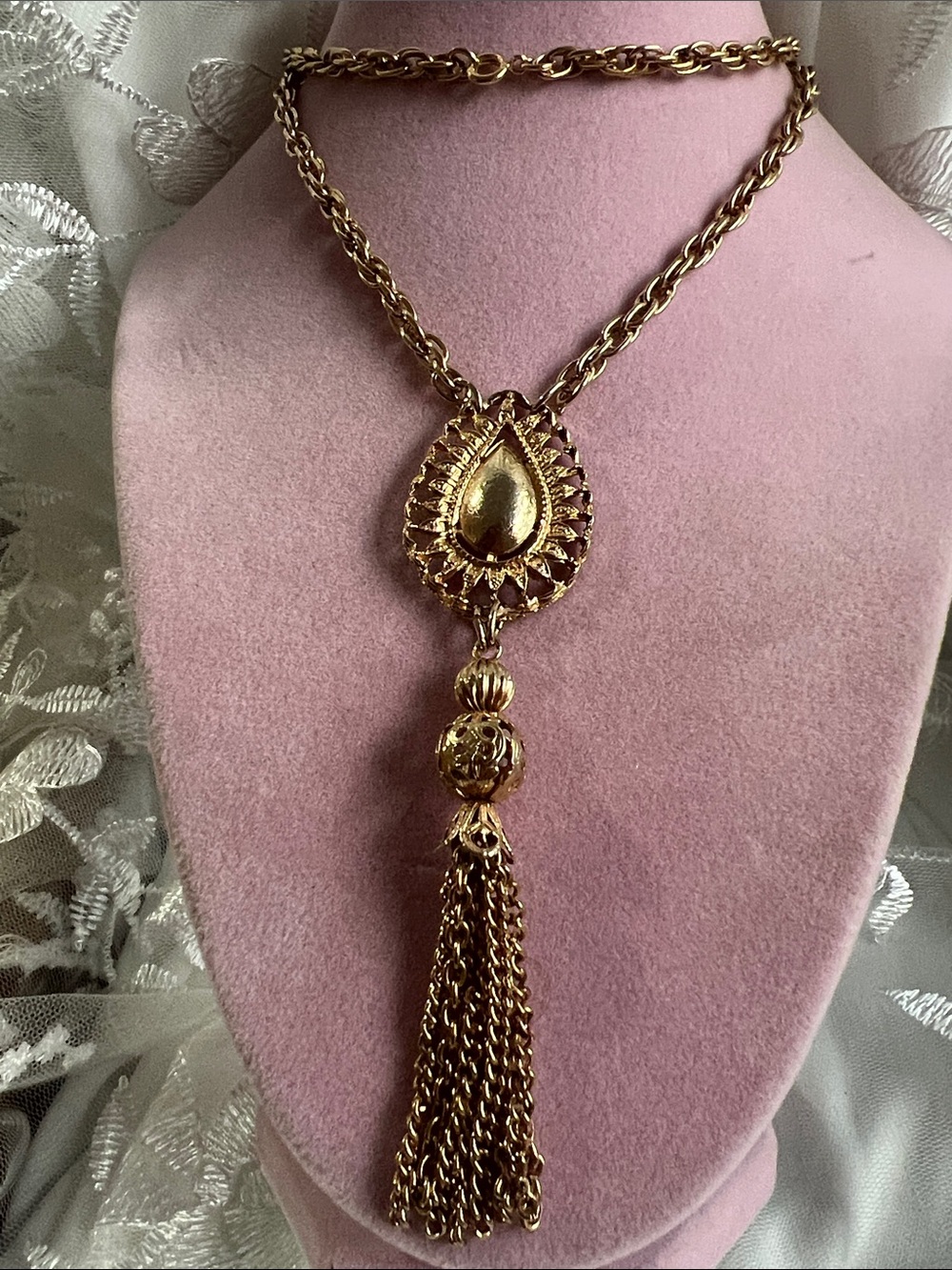 Gold Tassel Pendant Necklace - Elegant Women’s Jewelry